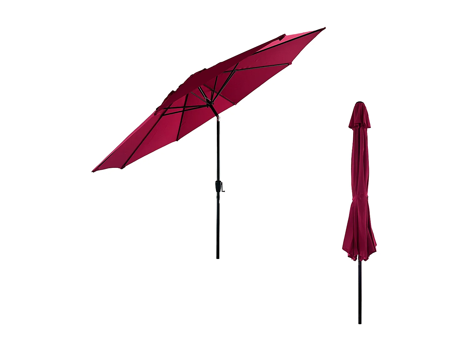 HAPUNA guarda-chuva recto redondo de 3,30m de diâmetro fúcsia