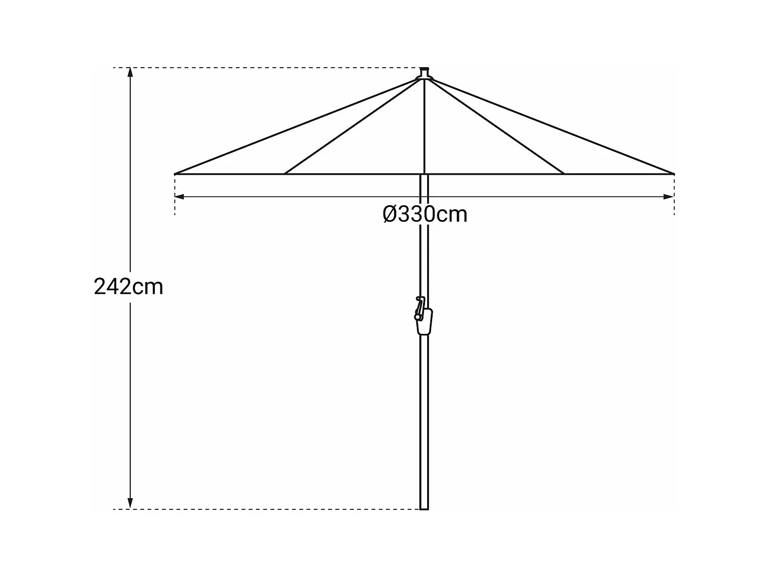 Gerader Sonnenschirm HAPUNA rund 3,30m Durchmesser schwarz