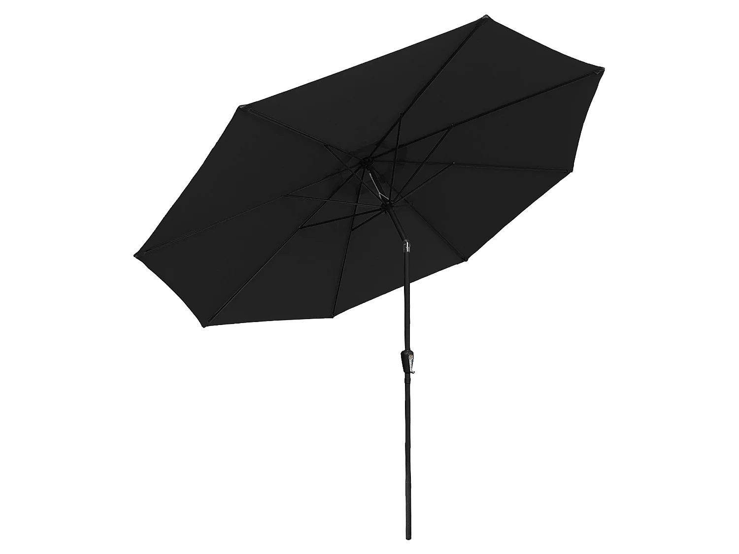 Parasol droit HAPUNA rond 3,30m de diamètre noir - HAPPY GARDEN
