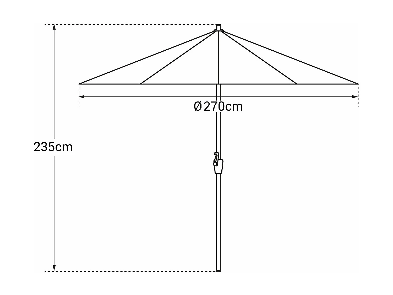 HAPUNA rechte ronde parasol 2,70m diameter zwart