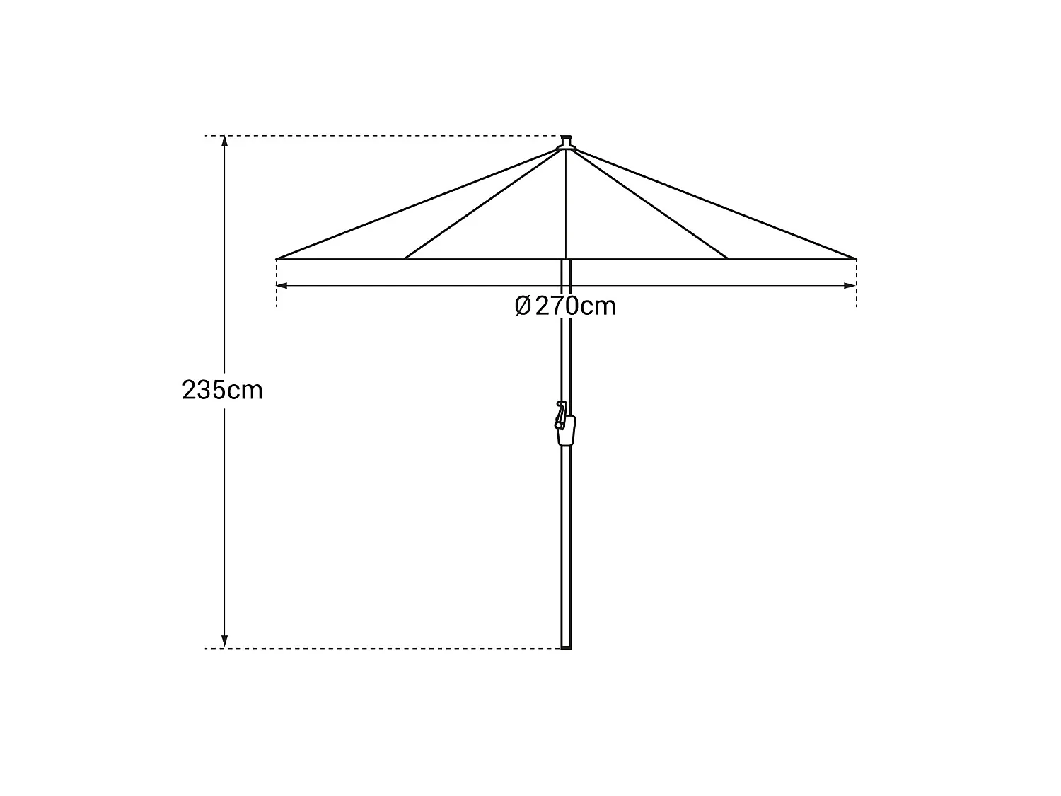 Gerader Sonnenschirm HAPUNA rund 2,70m Durchmesser taupe