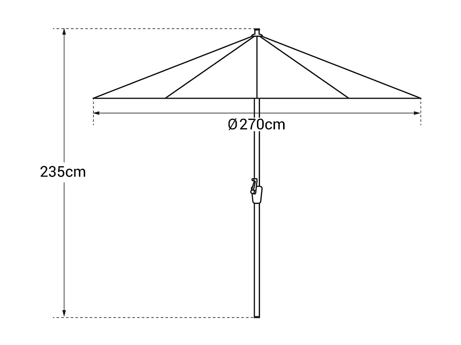 Gerader Sonnenschirm HAPUNA rund 2,70m Durchmesser taupe