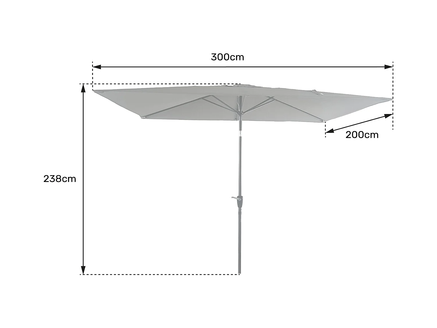 HAPUNA rechthoekige rechte parasol 2x3m grijs
