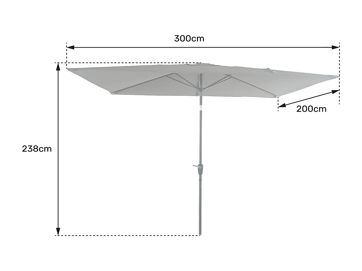 Parasol droit HAPUNA rectangulaire 2x3m gris - HAPPY GARDEN