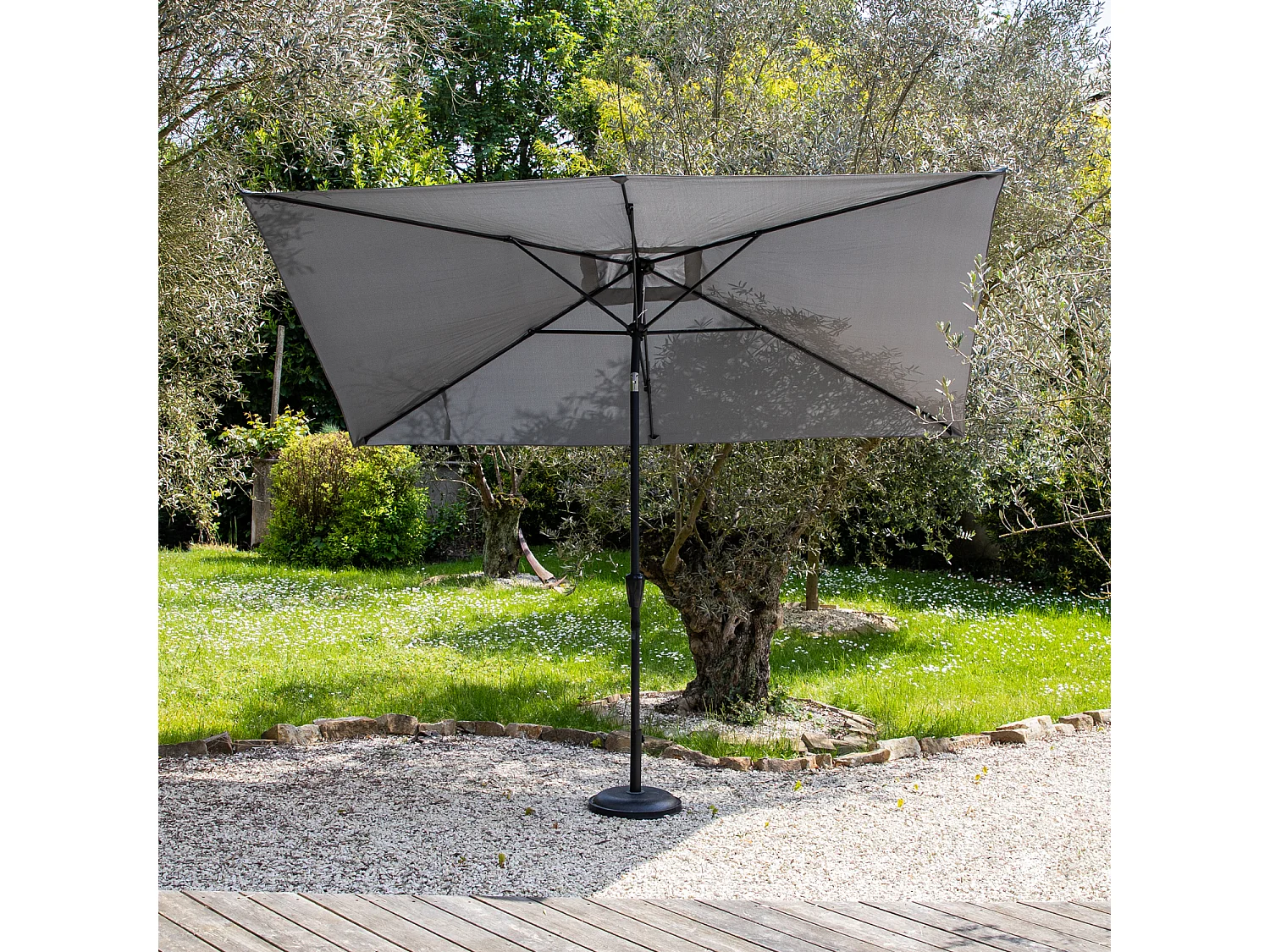HAPUNAOmbrello rettangolare diritto 2x3m grigio