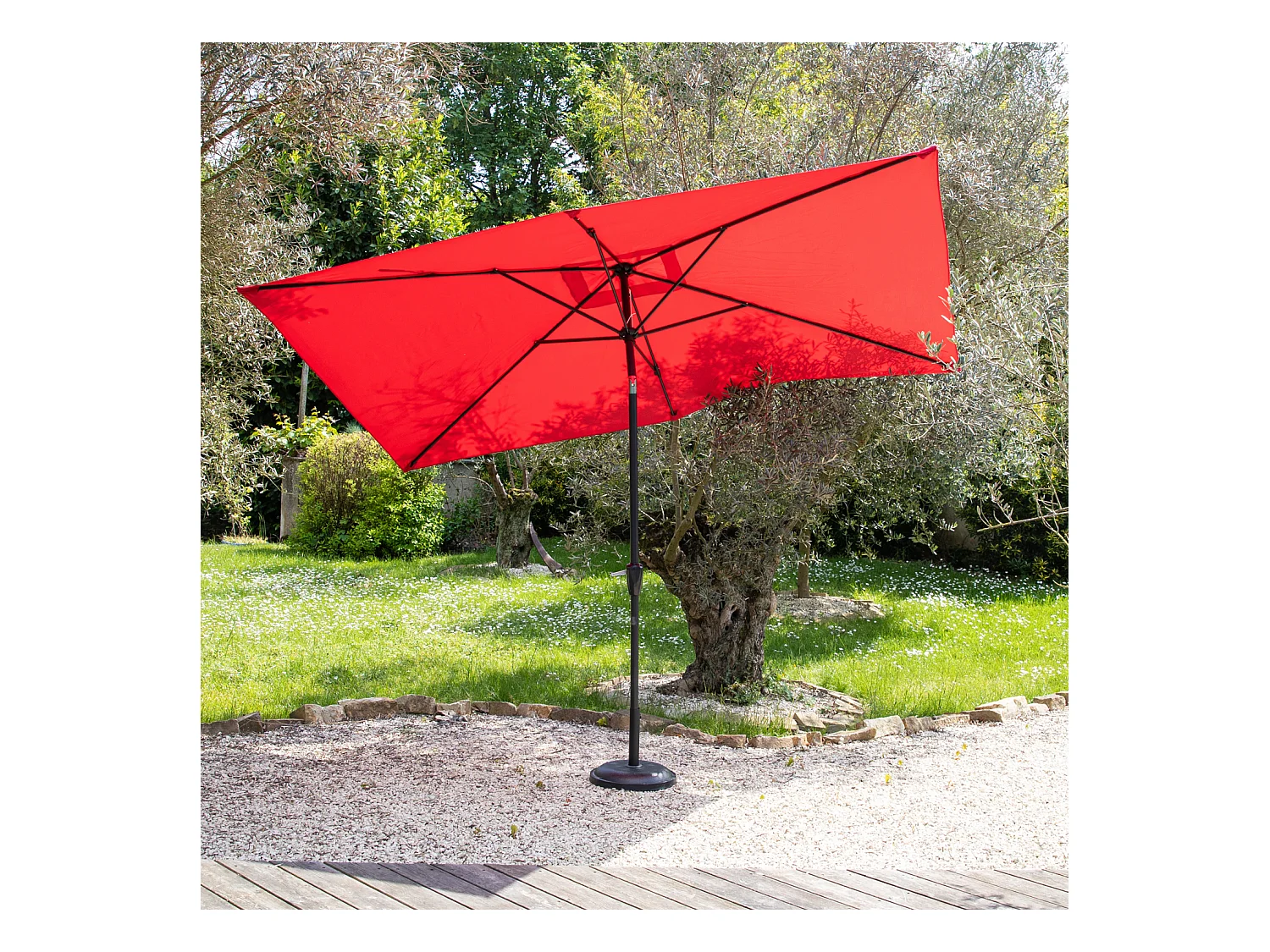 Parasol droit HAPUNA rectangulaire 2x3m rouge - HAPPY GARDEN