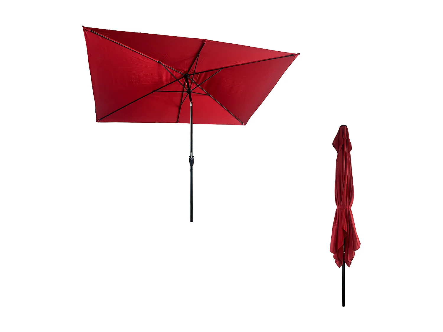 Parasol droit HAPUNA rectangulaire 2x3m rouge - HAPPY GARDEN