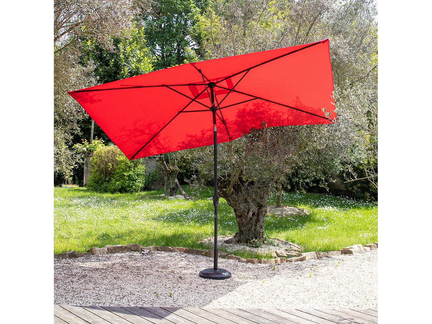 Parasol droit HAPUNA rectangulaire 2x3m rouge - HAPPY GARDEN