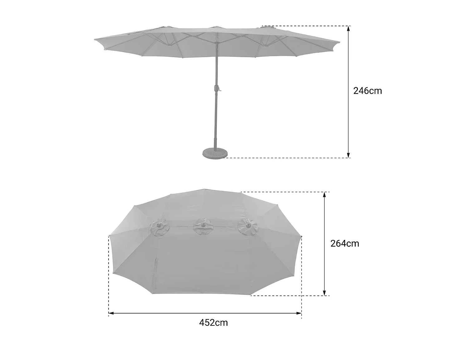 Parasol double 2,7x4,6m LINAI noir - HAPPY GARDEN