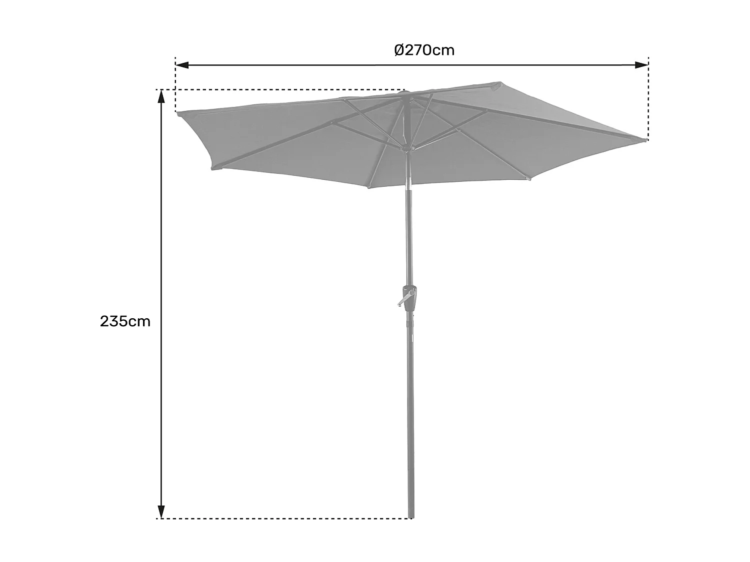 Parasol droit HAPUNA rond 2,70m de diamètre rouge - HAPPY GARDEN