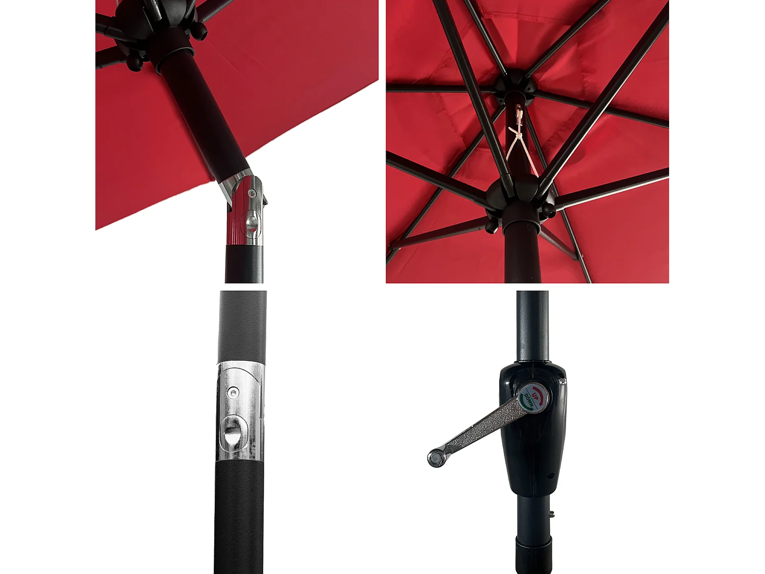 Parasol droit HAPUNA rond 2,70m de diamètre rouge - HAPPY GARDEN