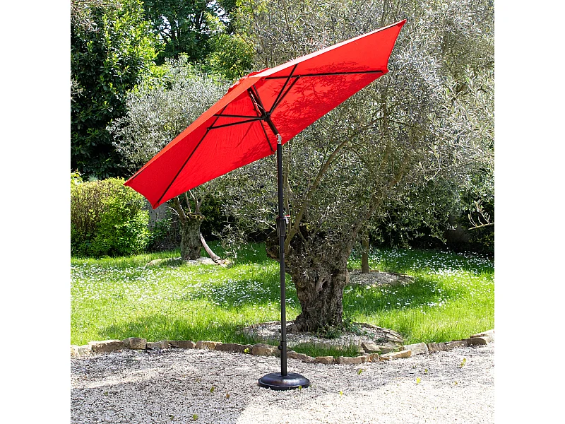 Parasol droit HAPUNA rond 2,70m de diamètre rouge - HAPPY GARDEN