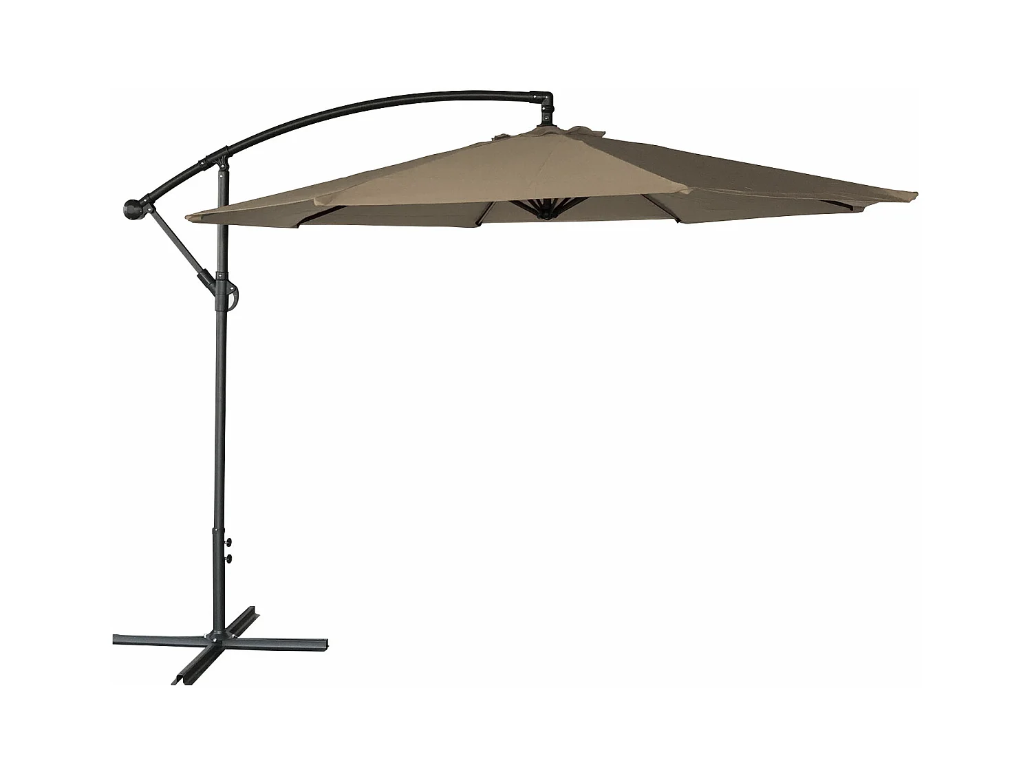 Parasol déporté OAHU rond 3m de diamètre taupe - HAPPY GARDEN