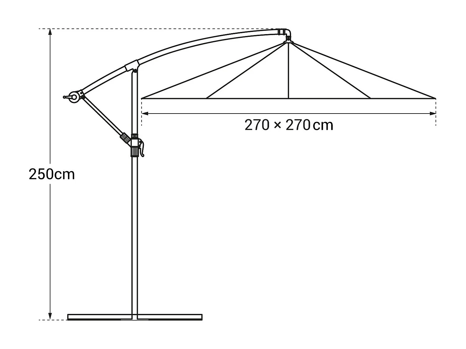 Parasol déporté MOLOKAI carré 2,7x2,7m taupe - HAPPY GARDEN
