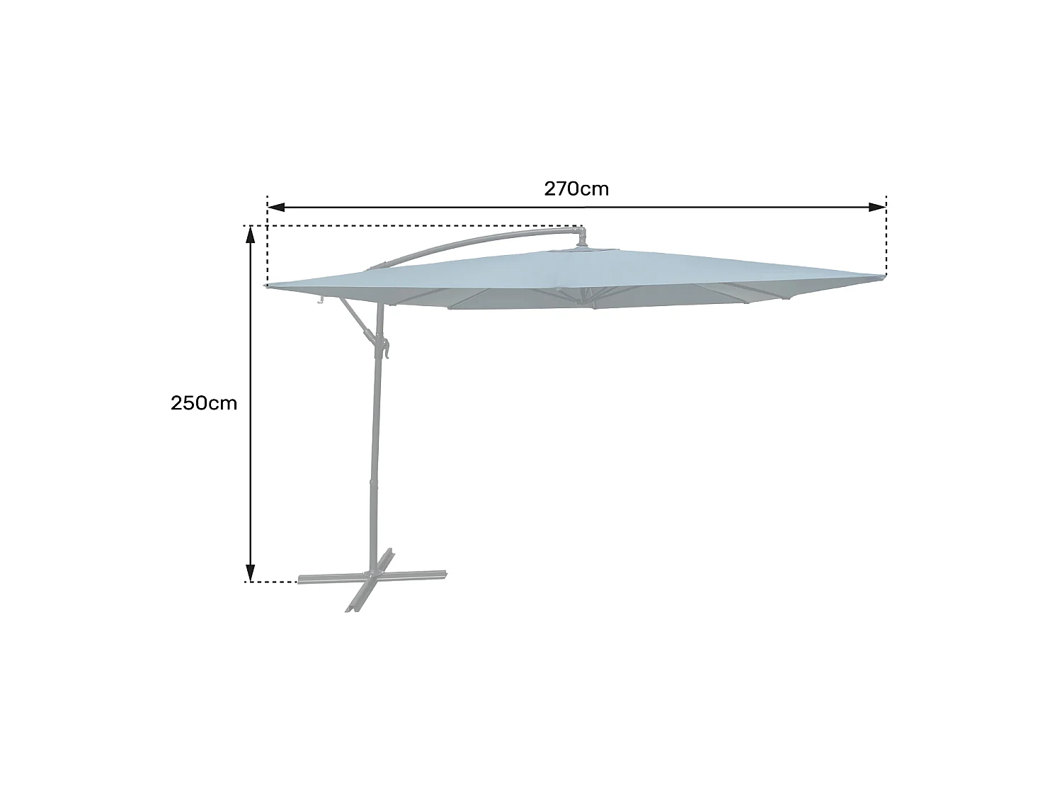 Parasol déporté MOLOKAI carré 2,7x2,7m taupe - HAPPY GARDEN