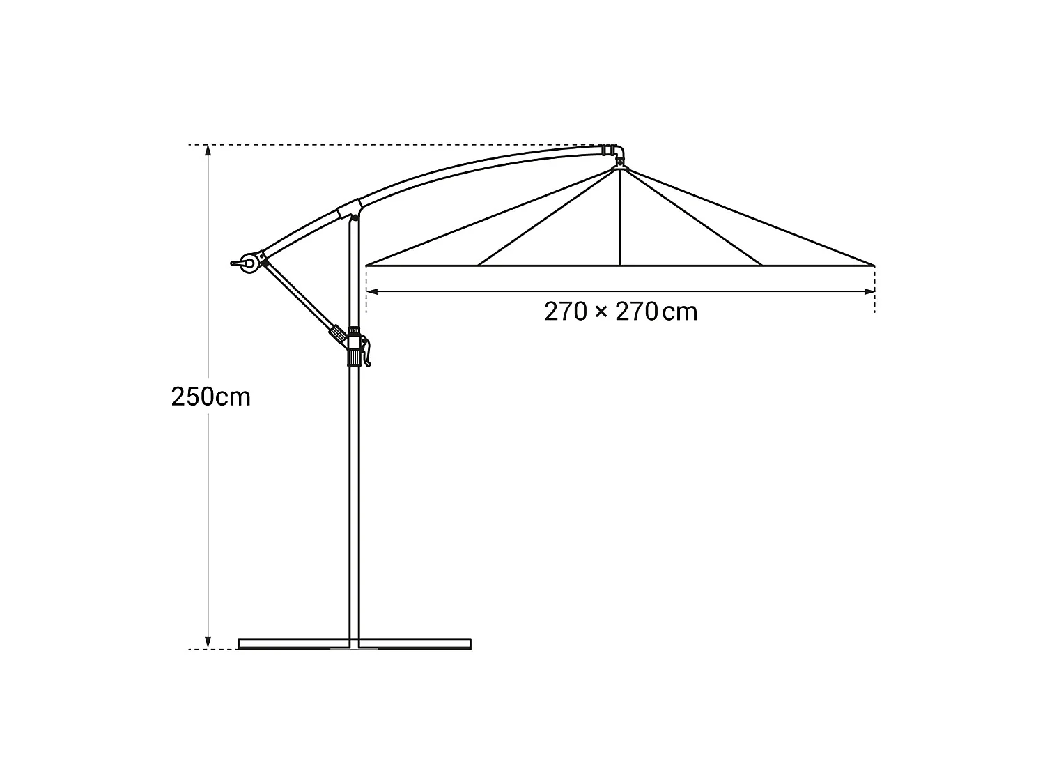 Parasol déporté MOLOKAI carré 2,7x2,7m taupe - HAPPY GARDEN