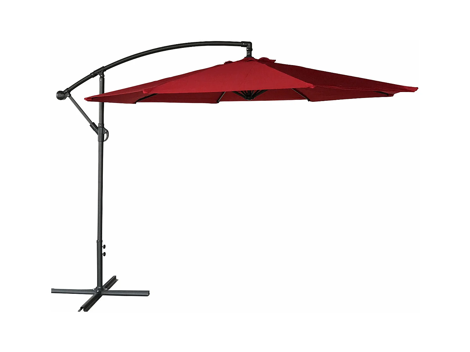 Parasol déporté OAHU rond 3m de diamètre rouge - HAPPY GARDEN