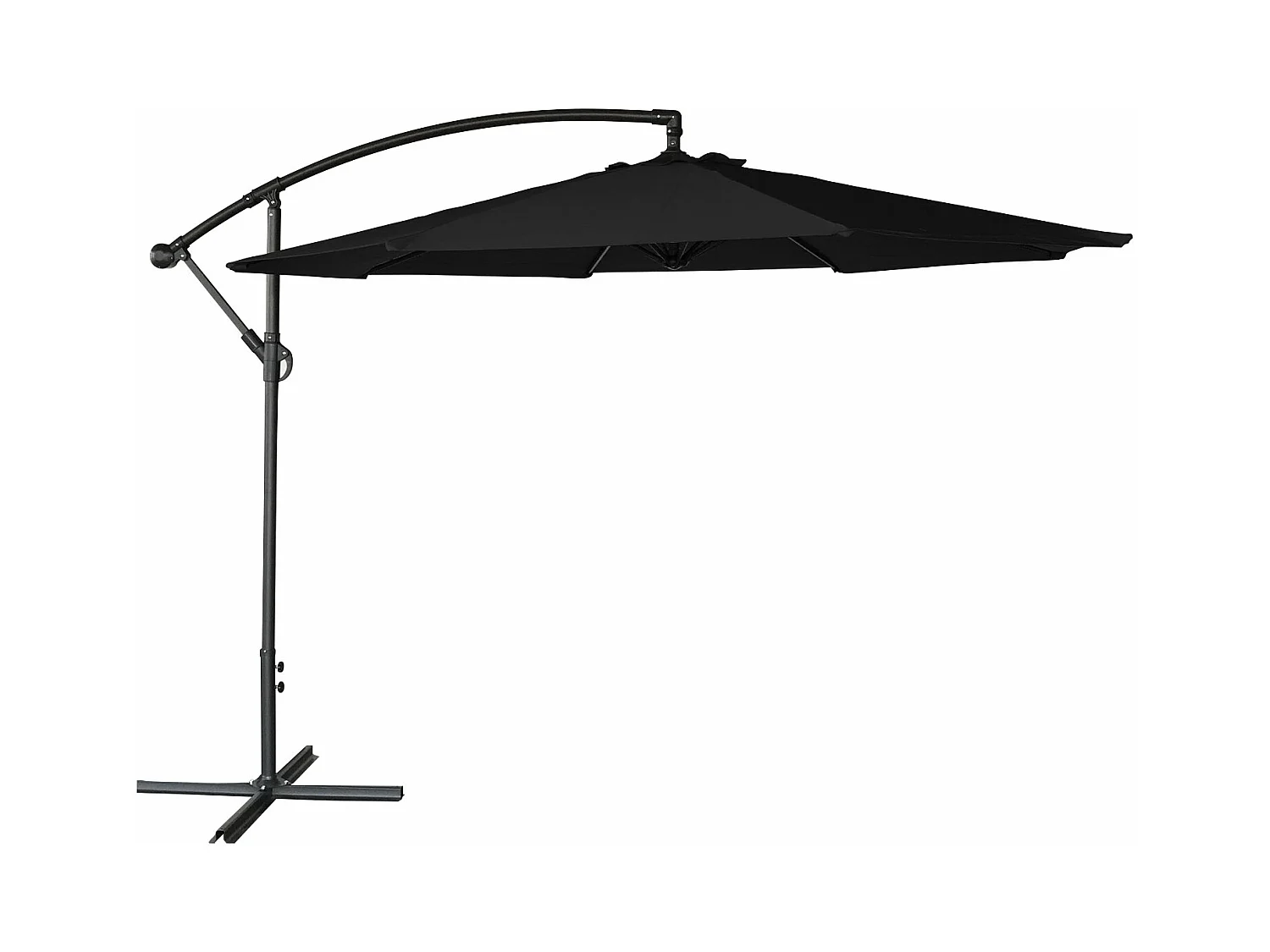 Parasol déporté OAHU rond 3,50m de diamètre noir - HAPPY GARDEN