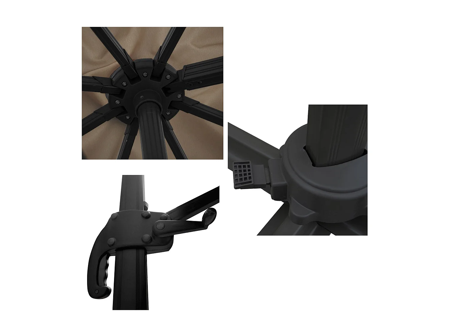 Offset parasol MOLOKAI vierkant 3x3m taupe + hoes