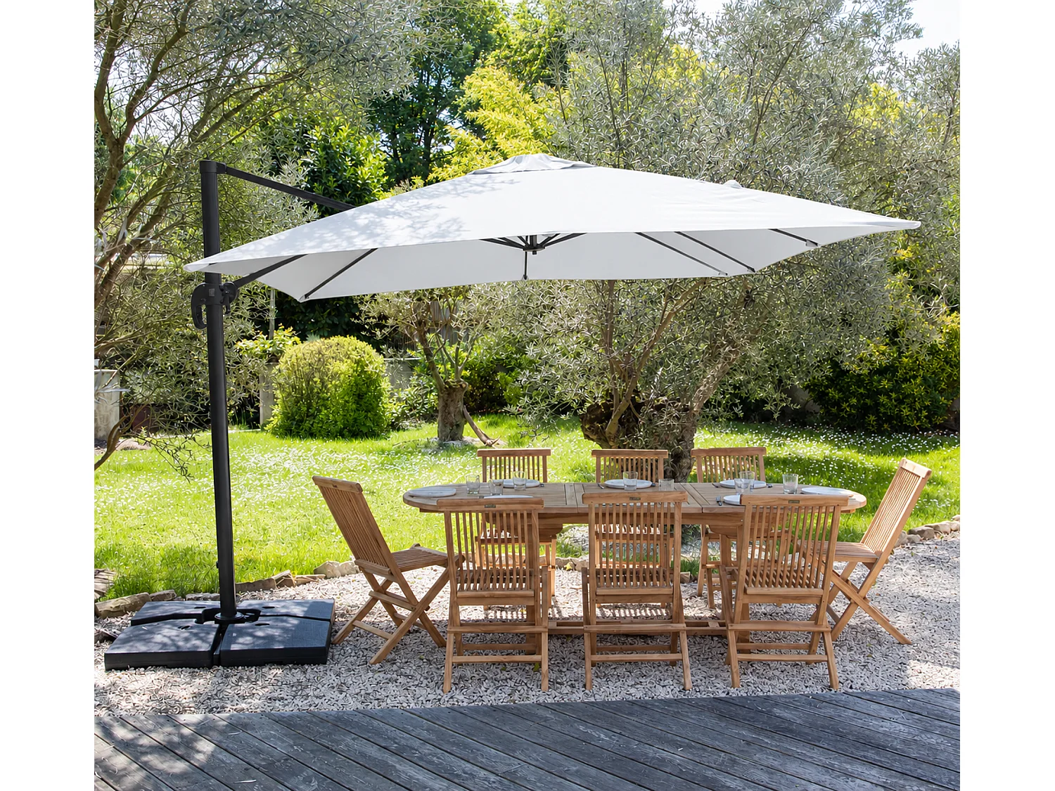 Offset parasol MOLOKAI vierkant 3x3m wit + hoes