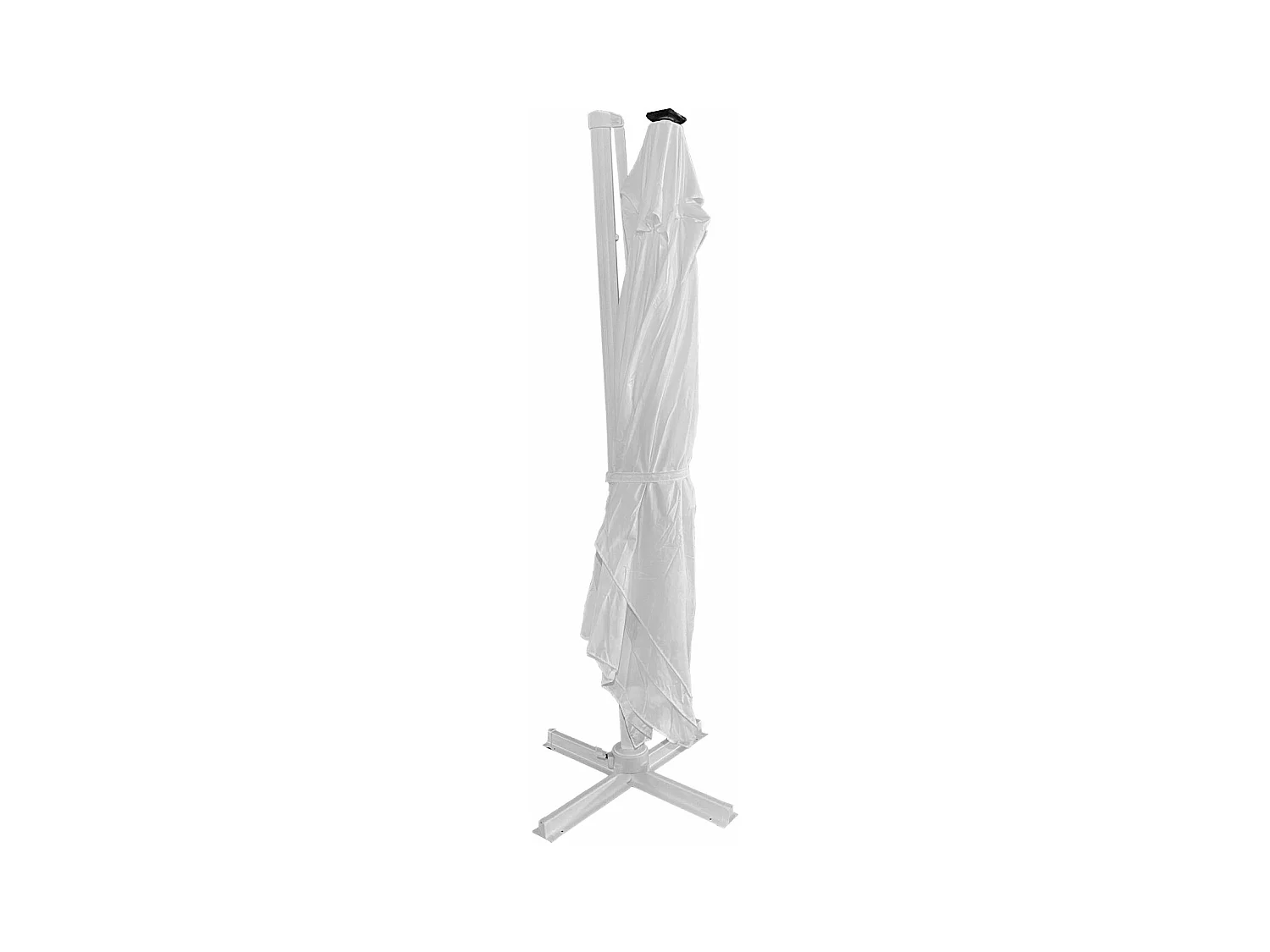 Parasol déporté MOLOKAI carré LED 3x3m blanc + housse - HAPPY GARDEN