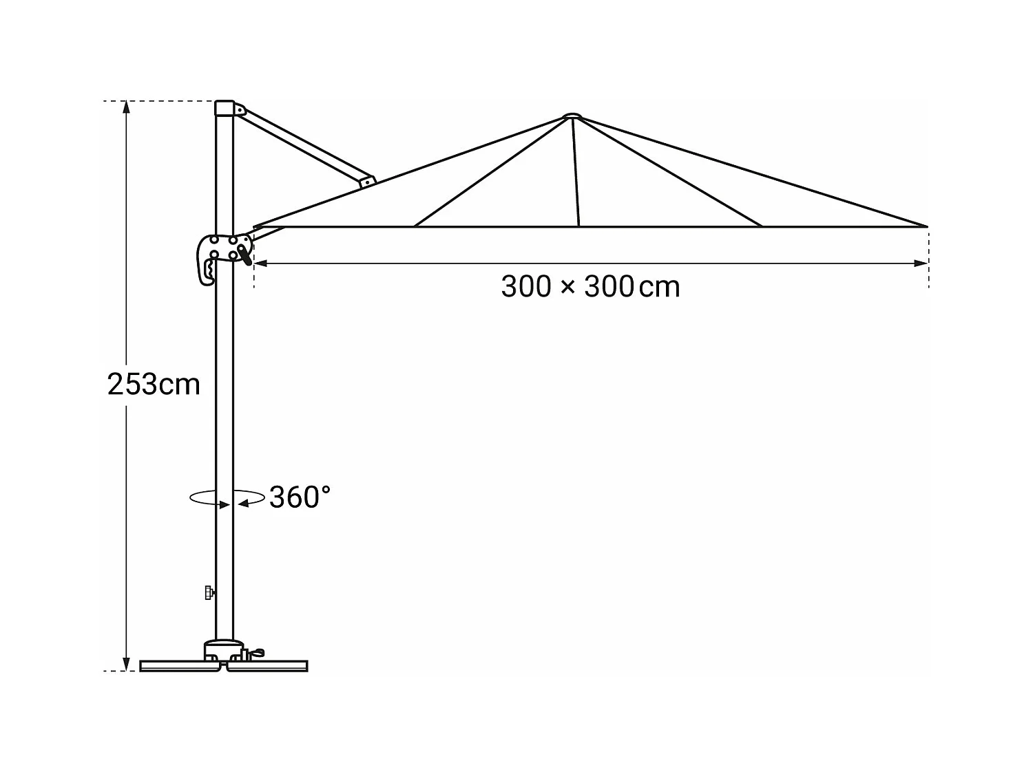 Parasol déporté MOLOKAI carré LED 3x3m blanc + housse - HAPPY GARDEN