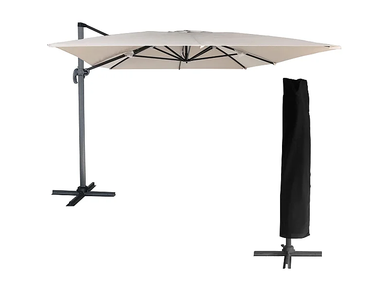 Parasol déporté MOLOKAI rectangulaire 3x4m beige + housse - HAPPY GARDEN