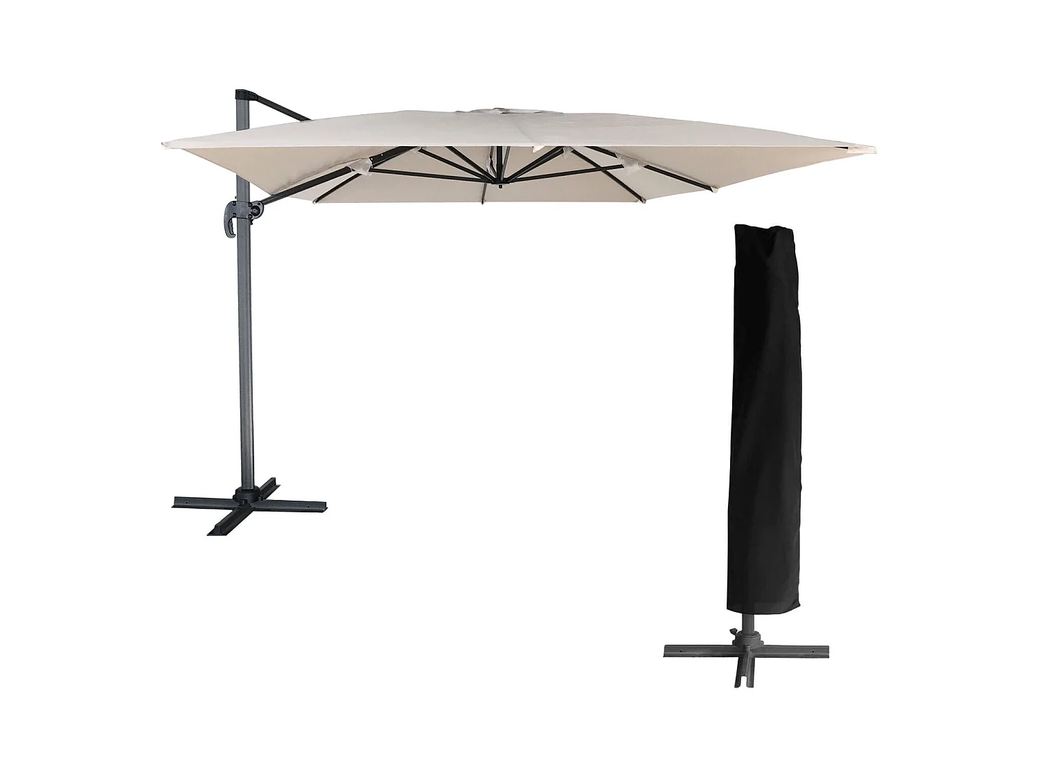 Offset parasol MOLOKAI rechthoekig 3x4m beige + hoes