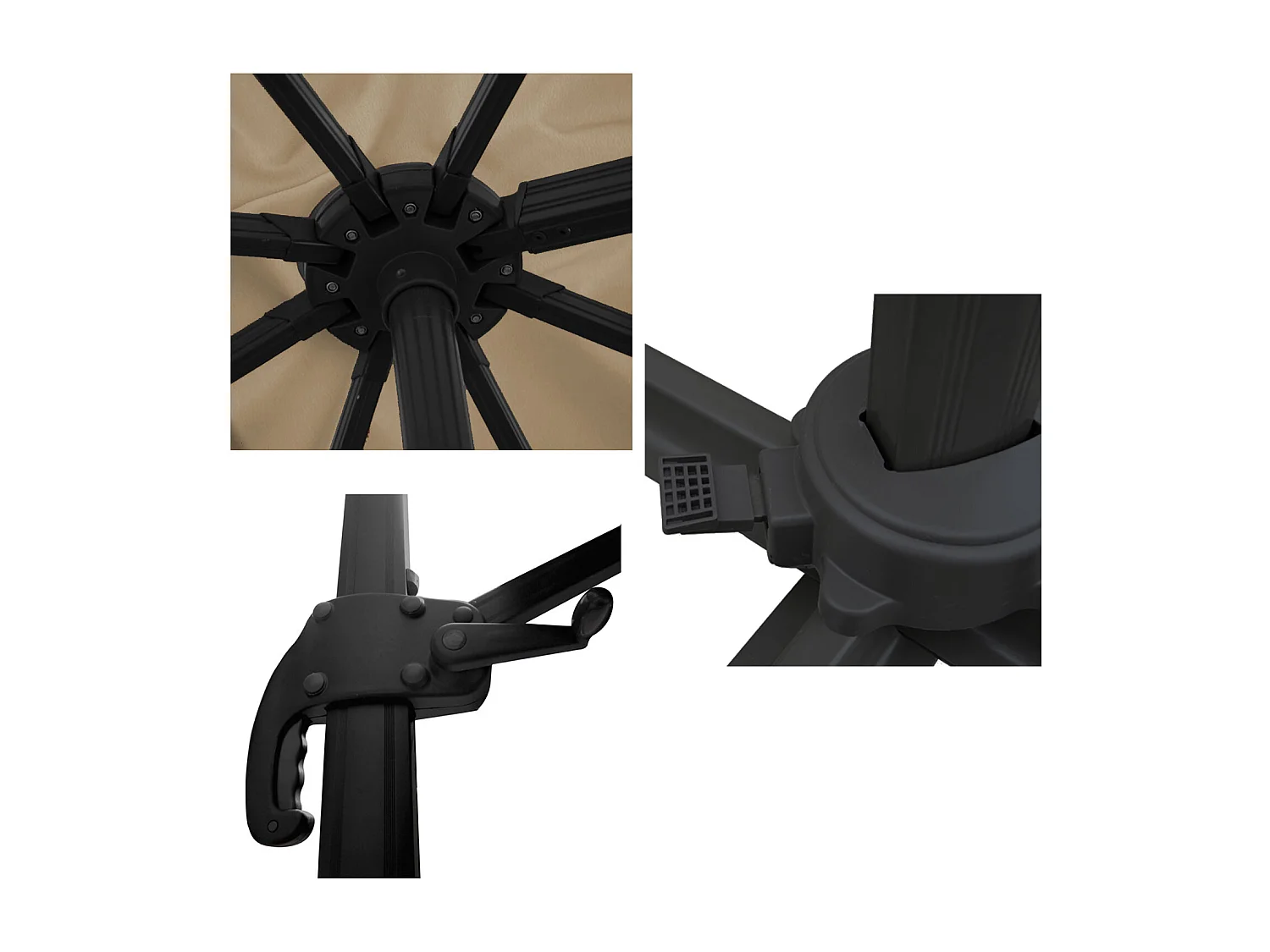 Chapéu de Sol MOLOKAI rectangular de 3x4m bege + tampa