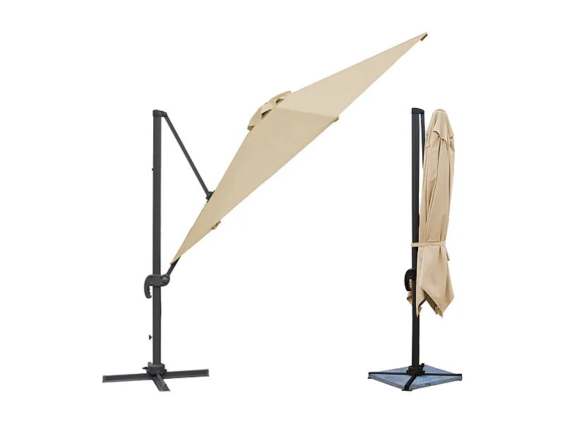 Sombrilla excéntrica MOLOKAI rectangular 3x4m beige + funda