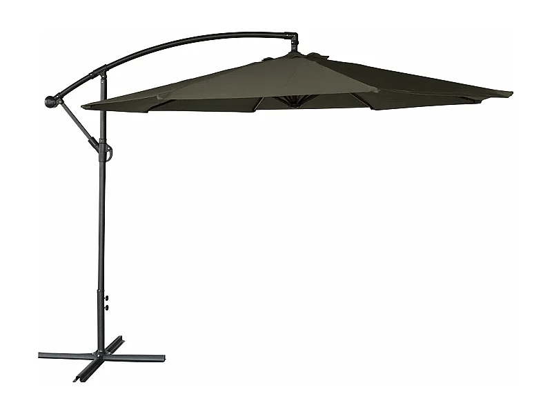 Parasol déporté OAHU rond 3m de diamètre gris - HAPPY GARDEN