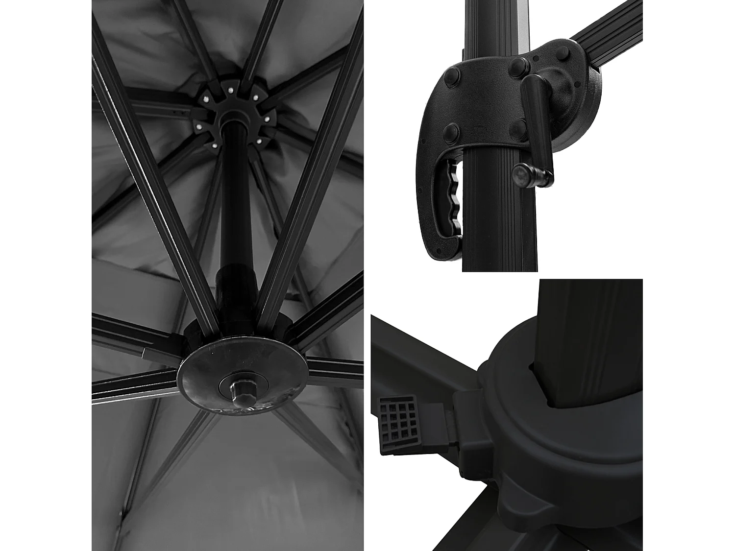 Freistehender Sonnenschirm MOLOKAI rechteckig 3x4m grau + Hülle