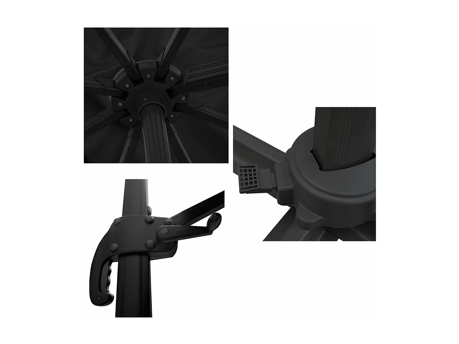 Parasol déporté MOLOKAI carré 3x3m noir + housse - HAPPY GARDEN