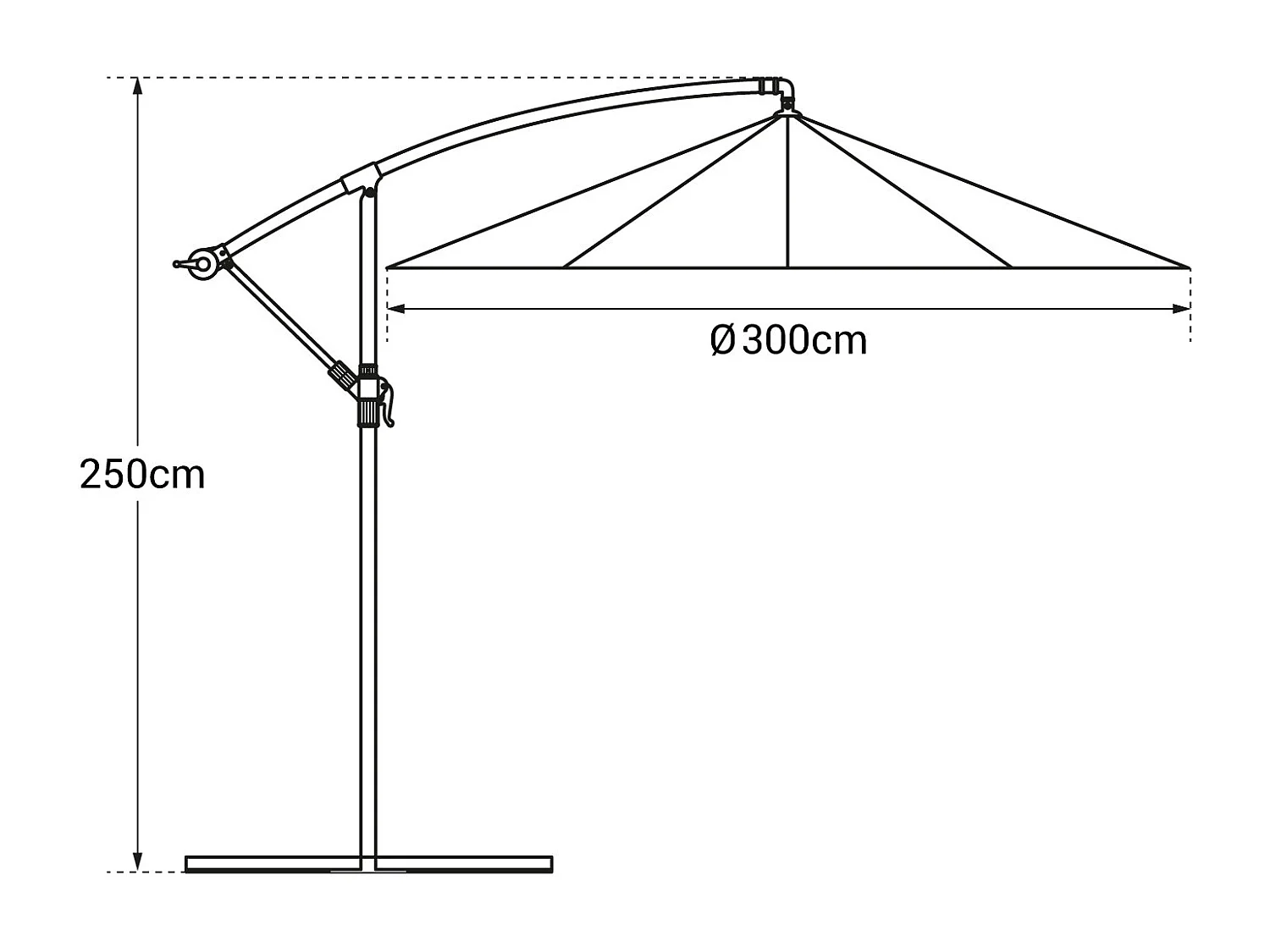 OAHU offset parasol rond 3m diameter beige + hoes