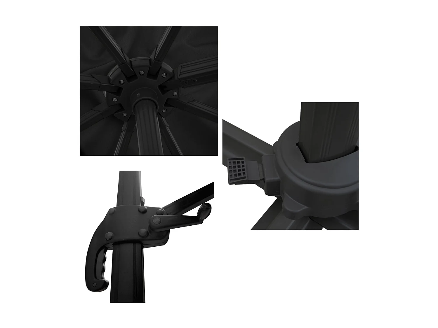 Offset parasol MOLOKAI rechthoekig 3x4m zwart + hoes