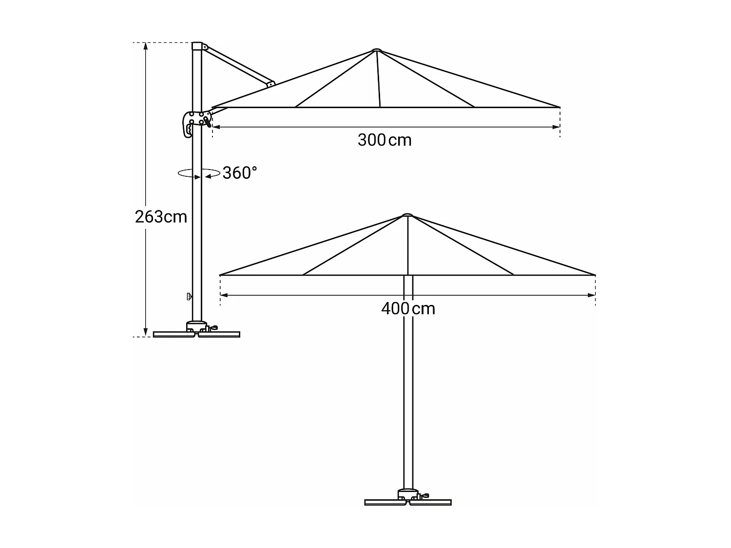 Offset parasol MOLOKAI rechthoekig 3x4m wit + hoes