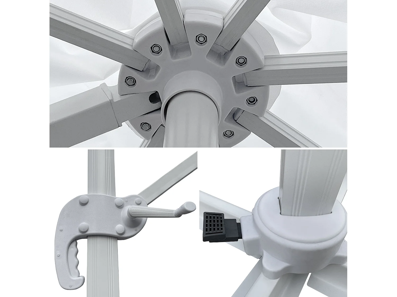 Offset parasol MOLOKAI rechthoekig 3x4m wit + hoes