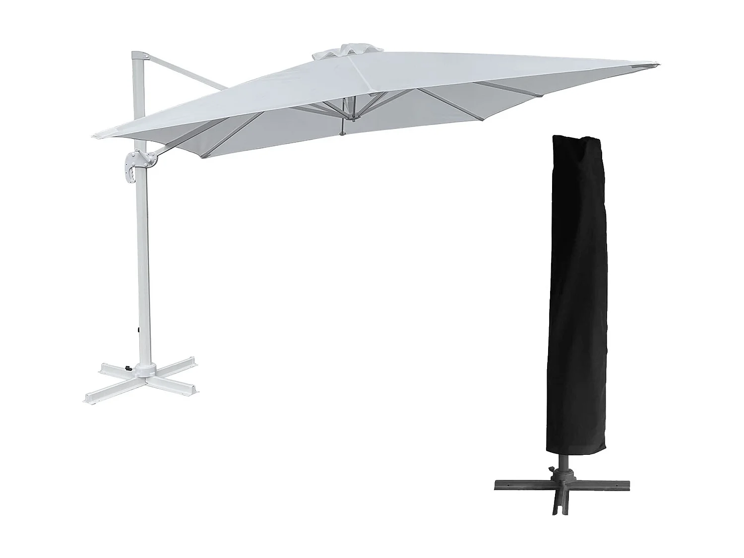 Sombrilla excéntrica MOLOKAI rectangular 3x4m blanco + funda