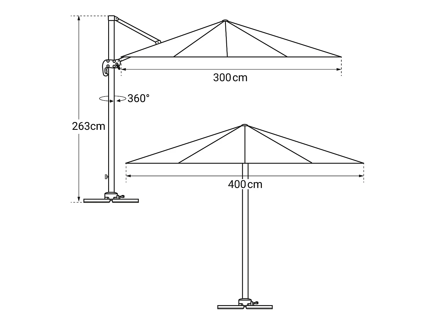 Offset parasol MOLOKAI rechthoekig 3x4m wit + hoes