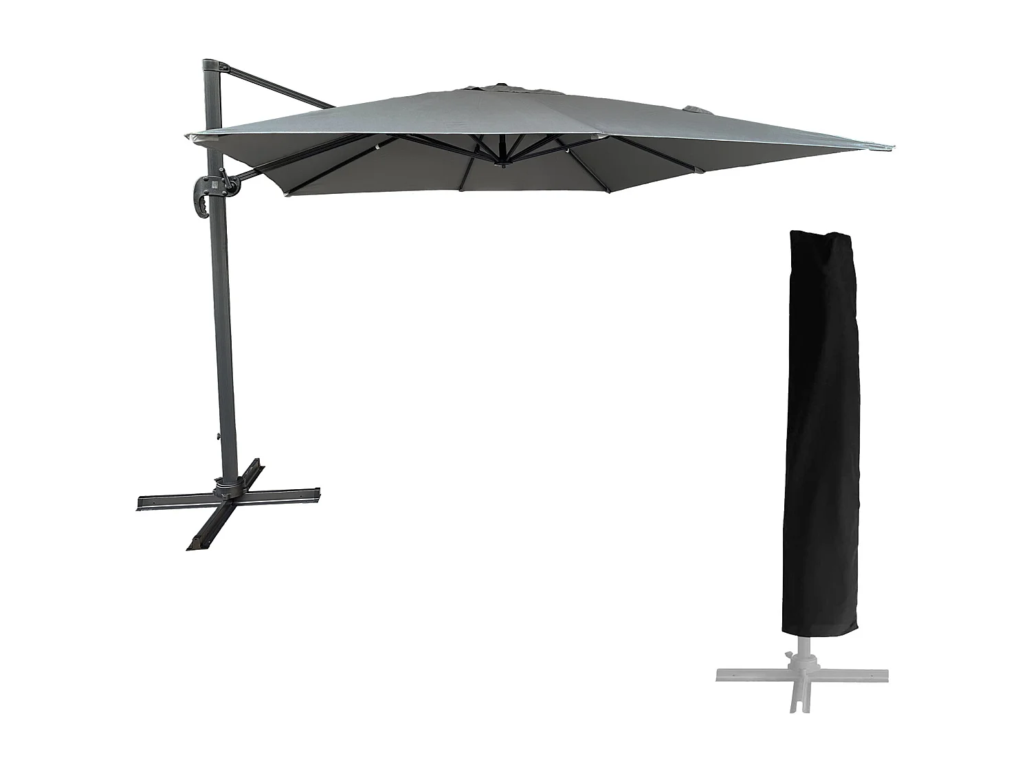 Sombrilla cuadrada MOLOKAI 3x3m gris + funda