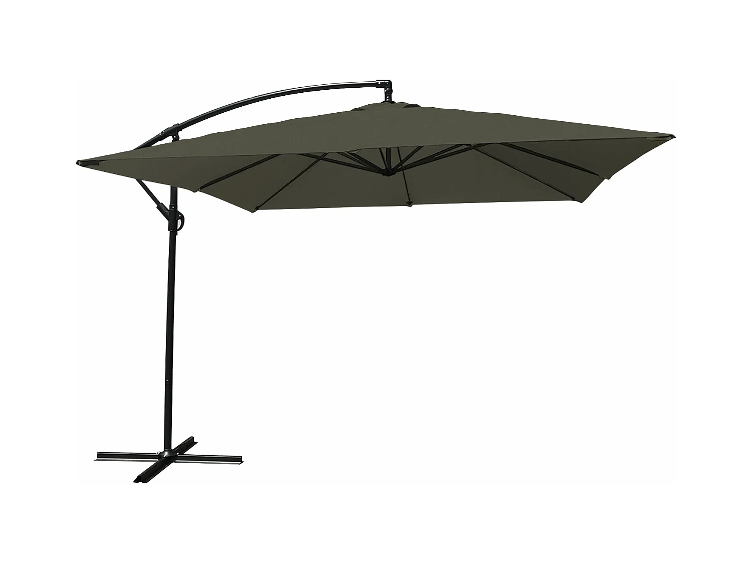 Parasol déporté MOLOKAI carré 2,7x2,7m gris - HAPPY GARDEN