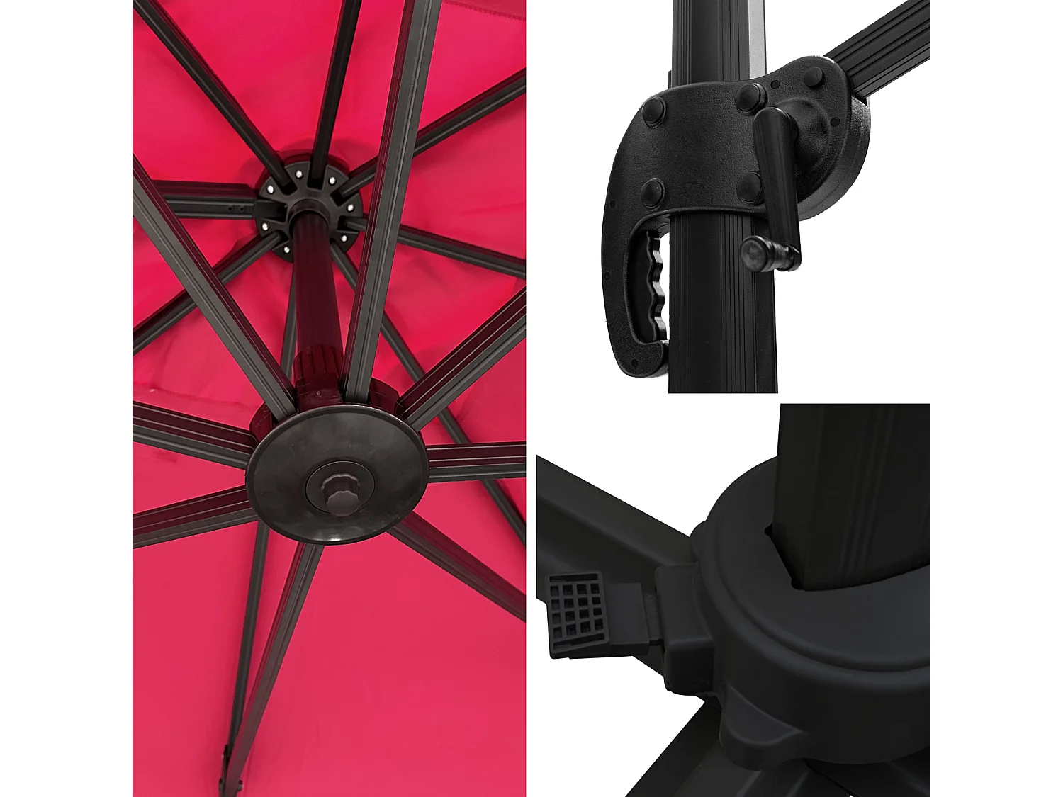 Chapéu de Sol de compensação MOLOKAI quadrado 3x3m fúcsia + cobertura