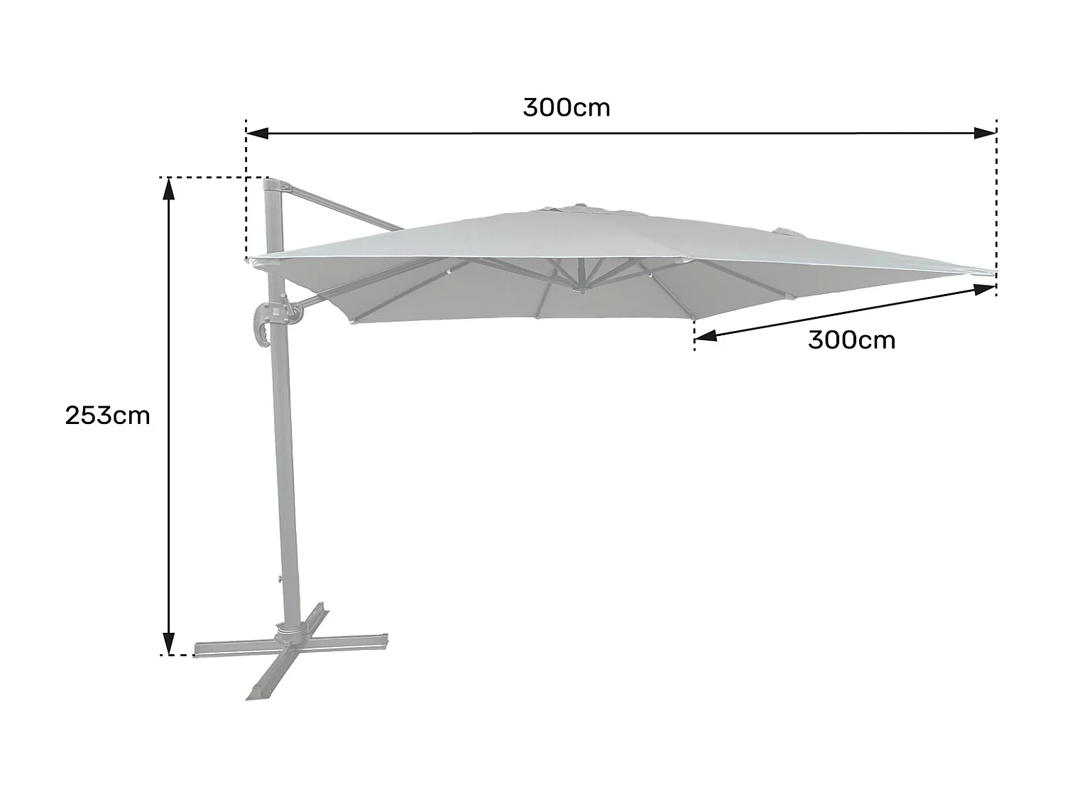 Chapéu de Sol de compensação MOLOKAI quadrado 3x3m fúcsia + cobertura
