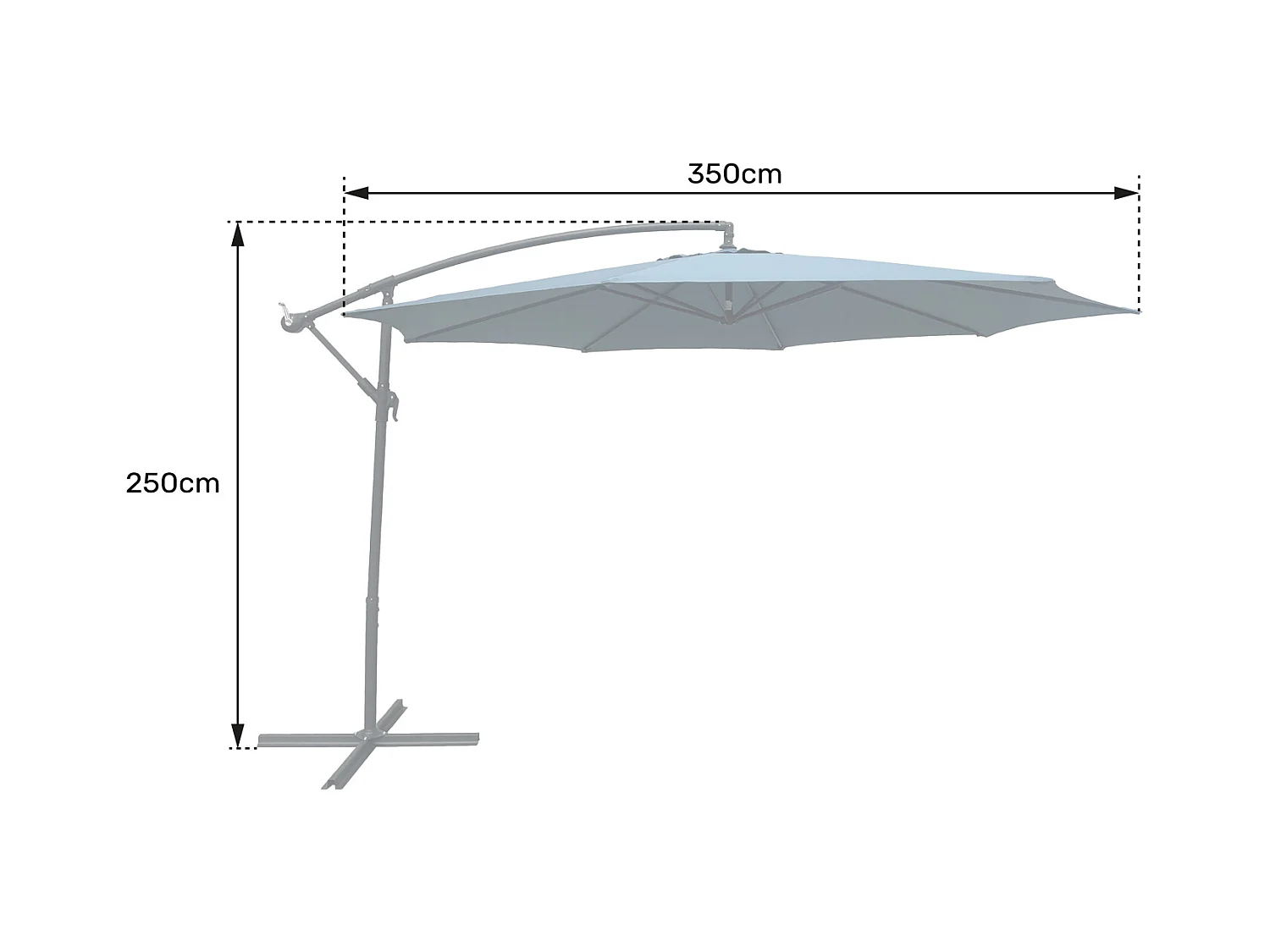 OAHU ronde parasol 3,50m diameter rood + hoes