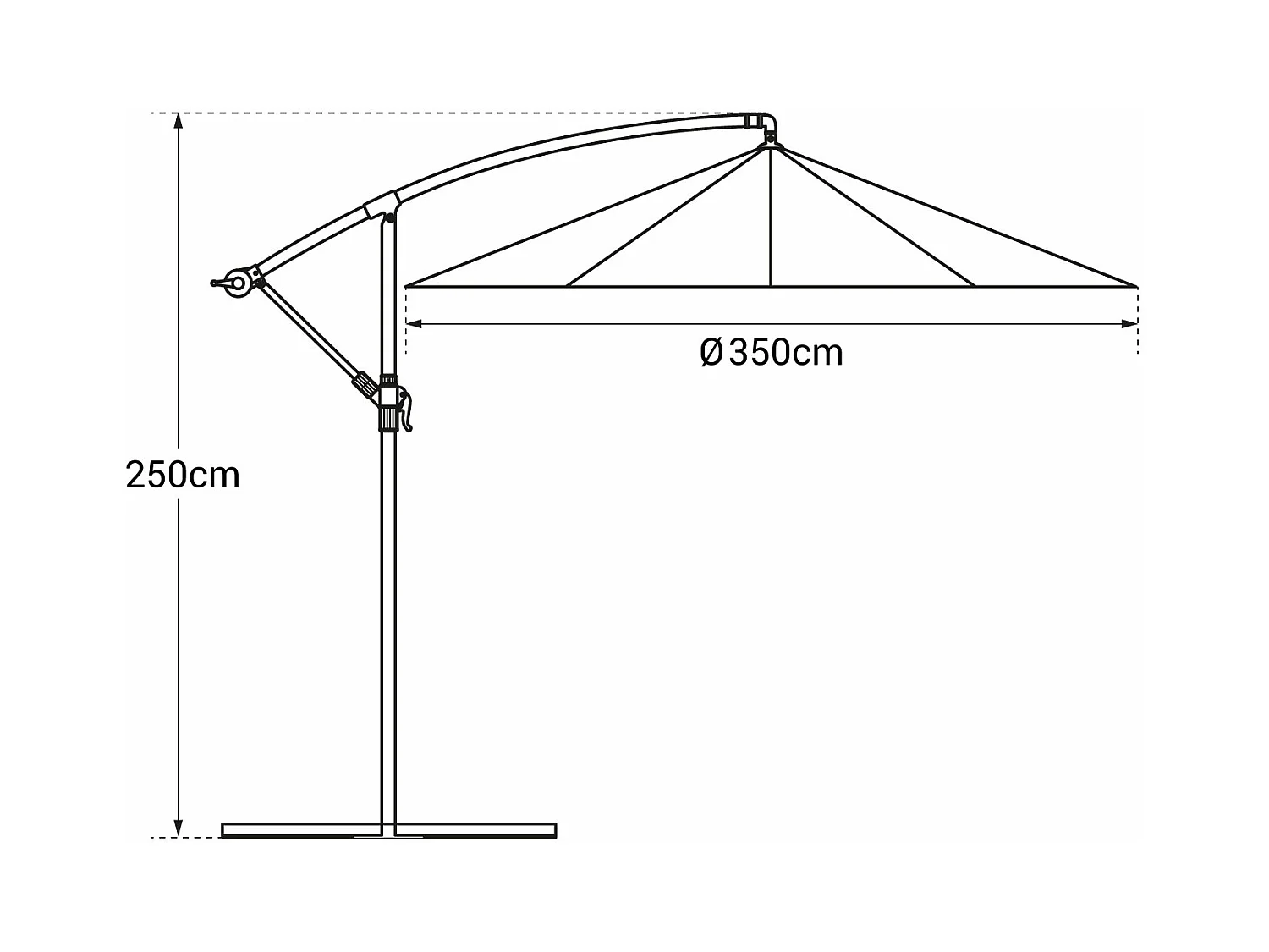 OAHU ronde parasol 3,50m diameter rood + hoes