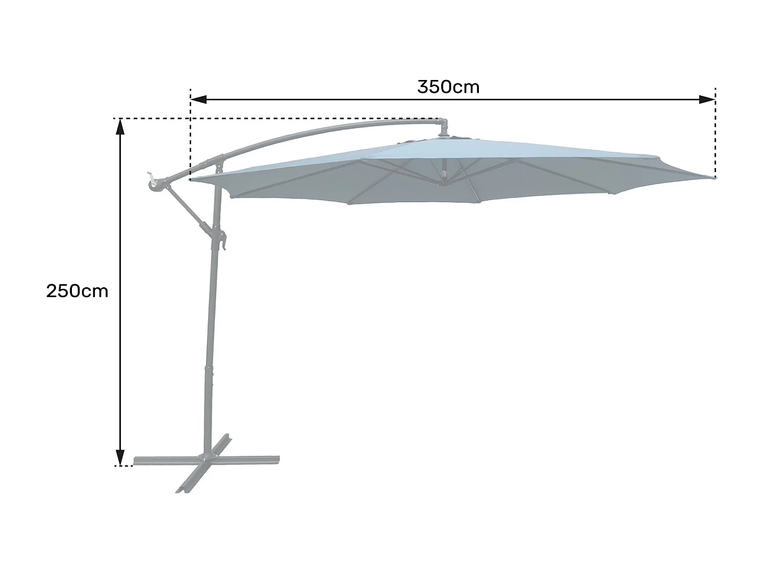 Parasol déporté OAHU rond 3,50m de diamètre rouge + housse - HAPPY GARDEN