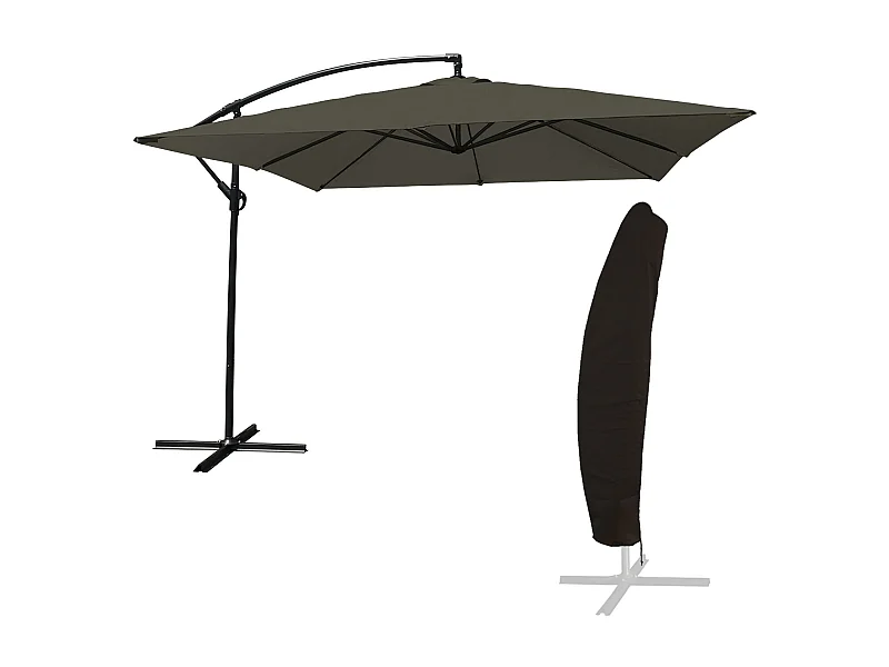 Offset parasol MOLOKAI vierkant 2,7x2,7m grijs + hoes