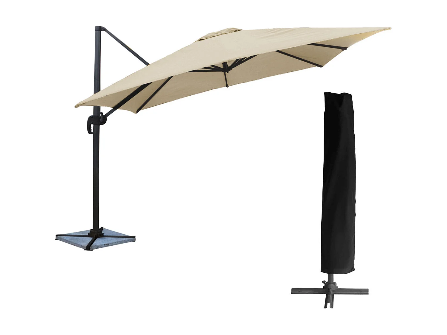 Offset parasol MOLOKAI vierkant 3x3m beige + hoes