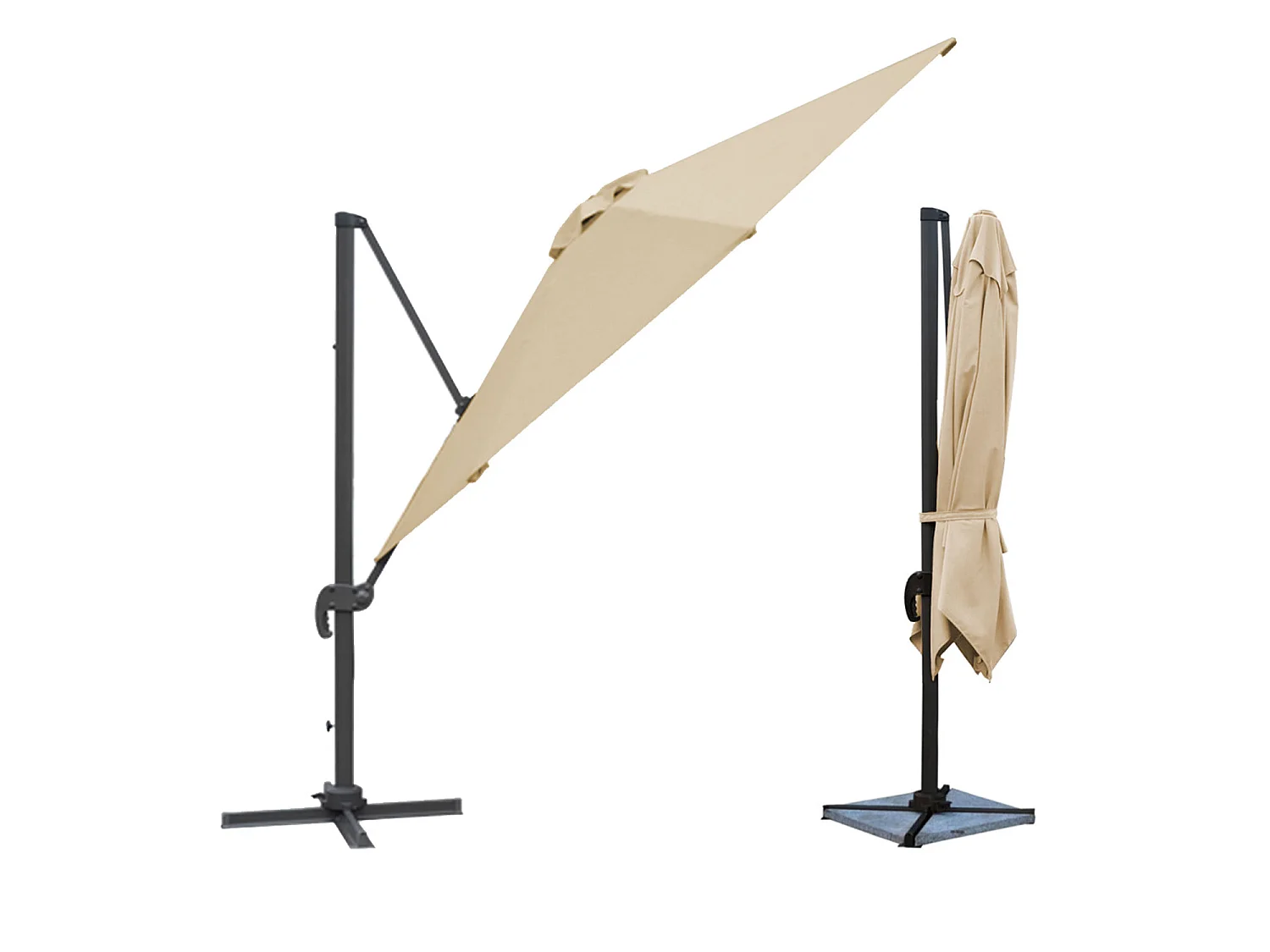 Offset parasol MOLOKAI vierkant 3x3m beige + hoes