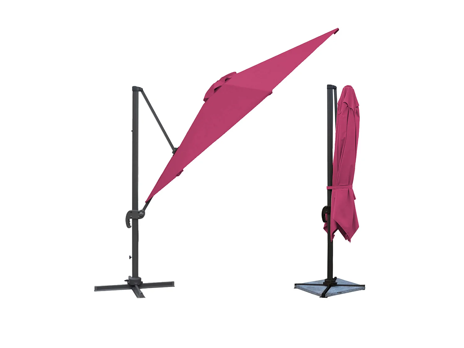 Freistehender Sonnenschirm MOLOKAI quadratisch 3x3m fuchsia
